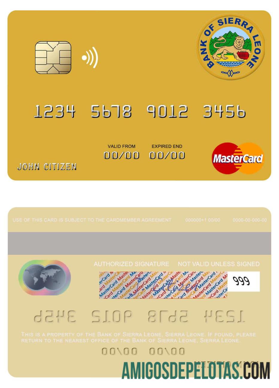 Serra Leoa Banco da Serra Leoa Mastercard amostra